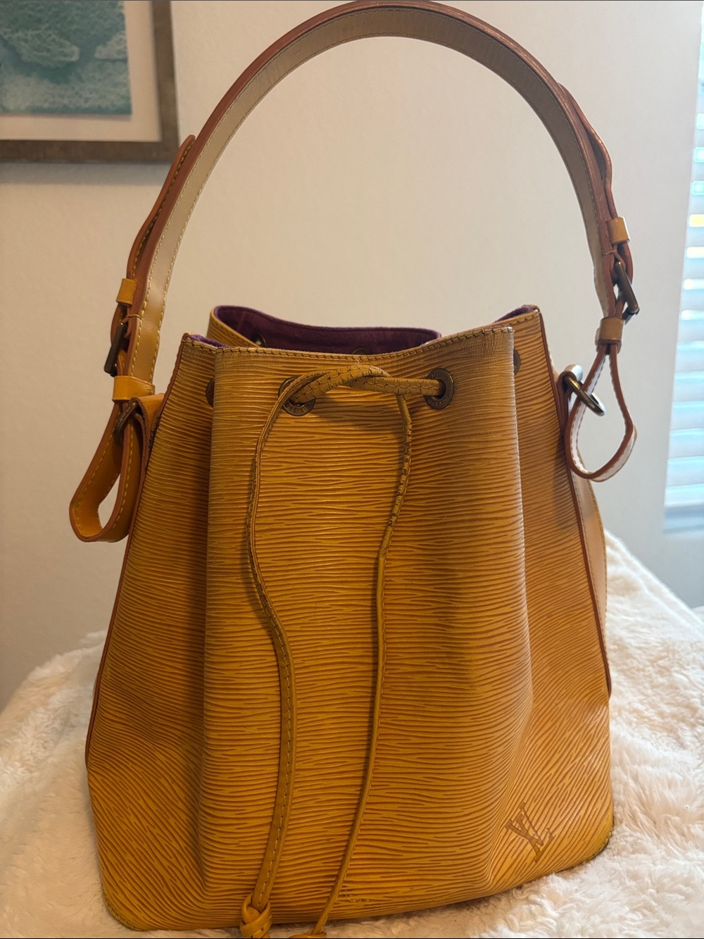 Louis Vuitton Epi Petite Noe Tassili Yellow Bucket Shoulder Bag with Drawstring